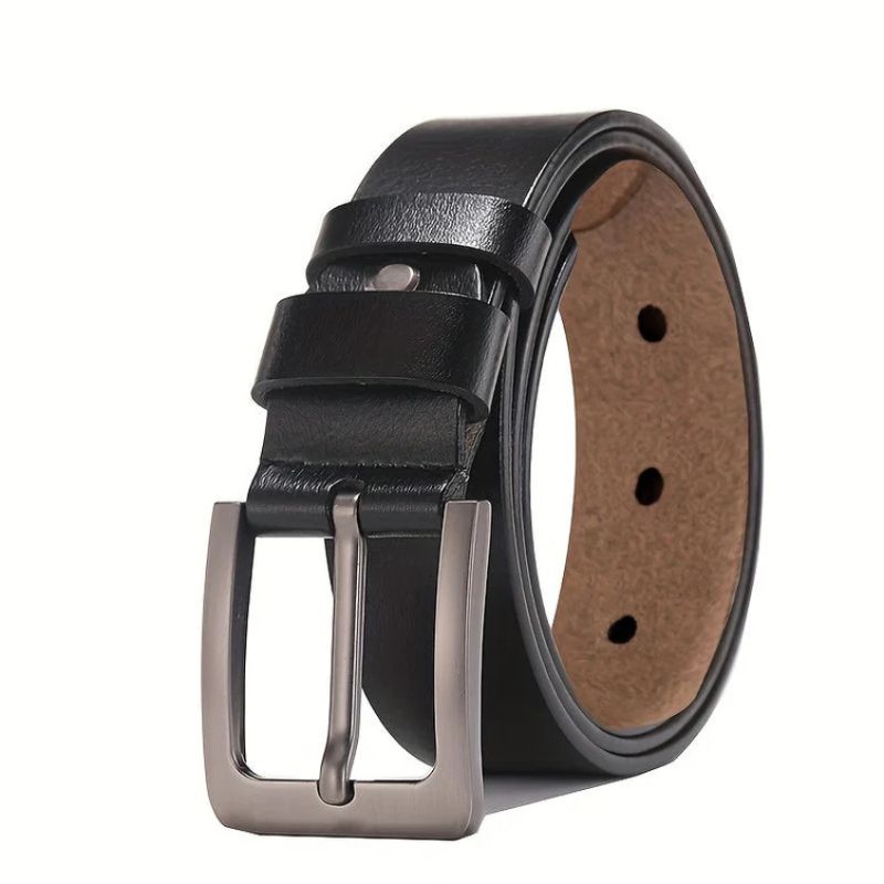 Leather Belt Men Pin Buckle Adjustable Holes