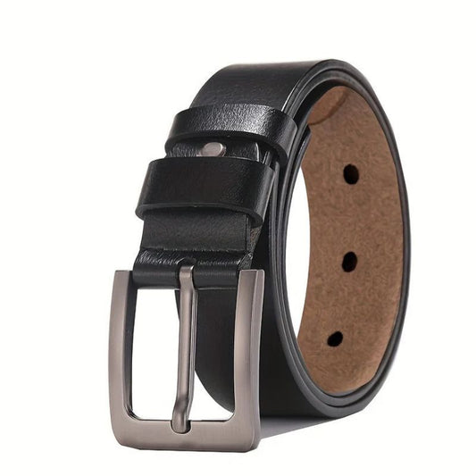 Leather Belt Men Pin Buckle Adjustable Holes