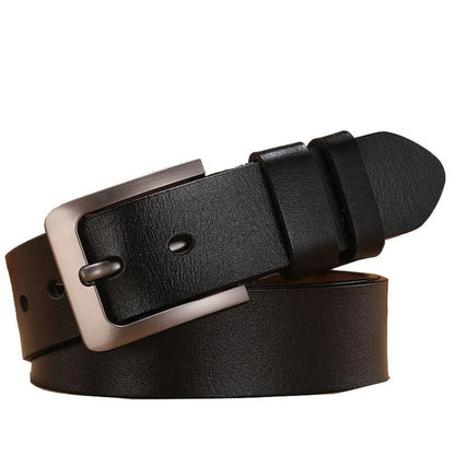 Leather Belt Men Pin Buckle Adjustable Holes