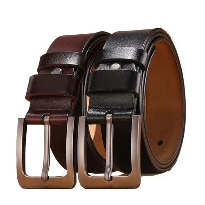 Leather Belt Men Pin Buckle Adjustable Holes