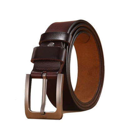 Leather Belt Men Pin Buckle Adjustable Holes
