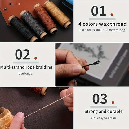 Leder-Nähset | Gewachster Faden reißfest | Präzisionsnadeln | StitchPro