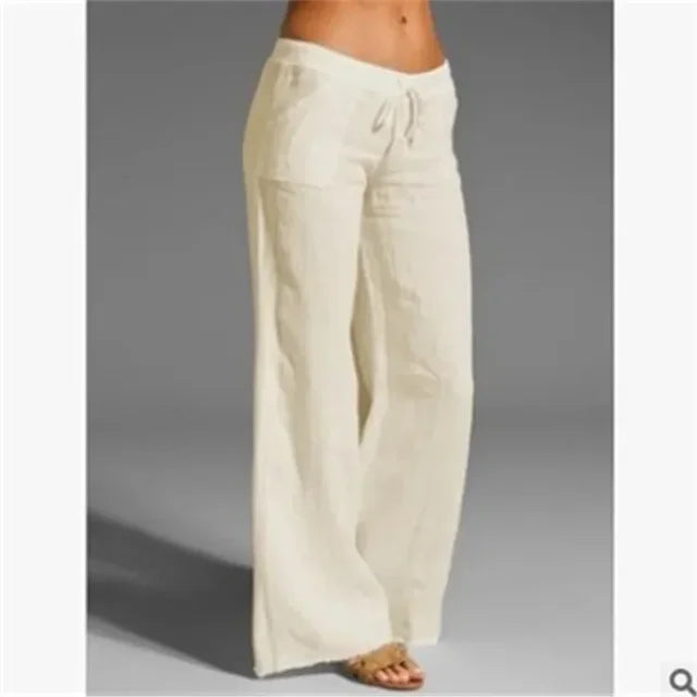 Leichte Sommerhose Damen | Weite Leinenmischung mit Kordelzug | Atmungsaktive Damen Hosen für Komfort und Stil 6
