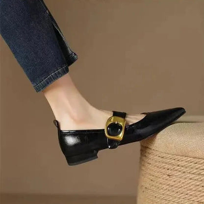 Lena | Buty Damskie Eleganckie – Skórzane Wsuwane Buty z Klamrą w Kształcie Końskiego Wędzidła