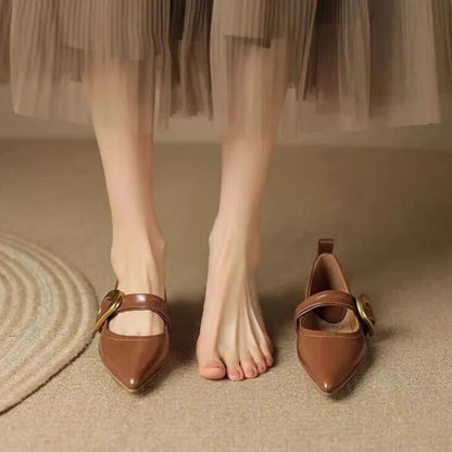 Lena | Buty Damskie Eleganckie – Skórzane Wsuwane Buty z Klamrą w Kształcie Końskiego Wędzidła