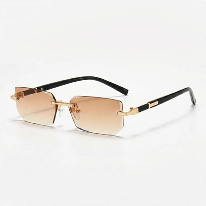 Lensara - Rimless Rectangle Fashion Sunglasses  Sunny Day Outings