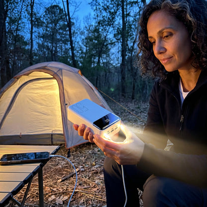 White High-Capacity Power Bank With Built-In LED Lights Lifestyle - Camping Emergency Flashlight - Jurni