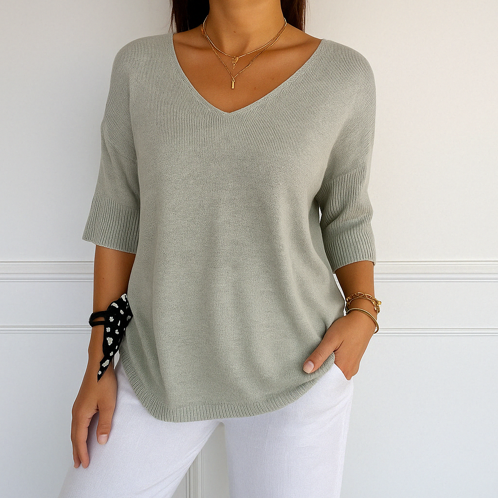 Clara | Women V Neck z krótkim rękawem sweater