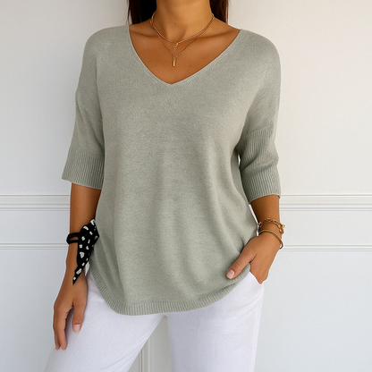 Clara | Women V Neck z krótkim rękawem sweater
