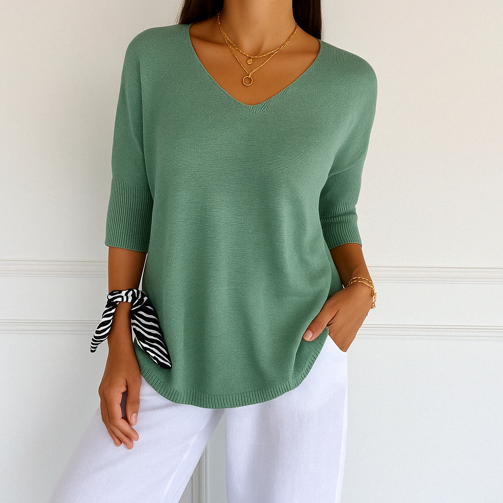 Clara | Women V Neck z krótkim rękawem sweater