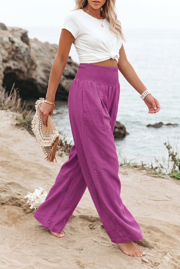 Monica | Woman Linen Trousers With Stretch Fabric And Comfortable Fit | Casual Everyday