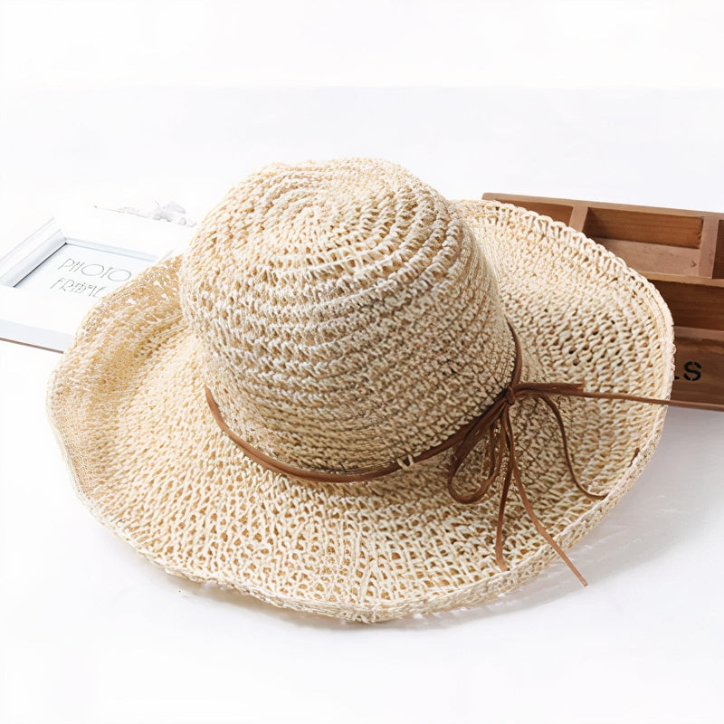 Chapeau de soleil d'été pliable pour femme – Accessoire de plage à larges bords