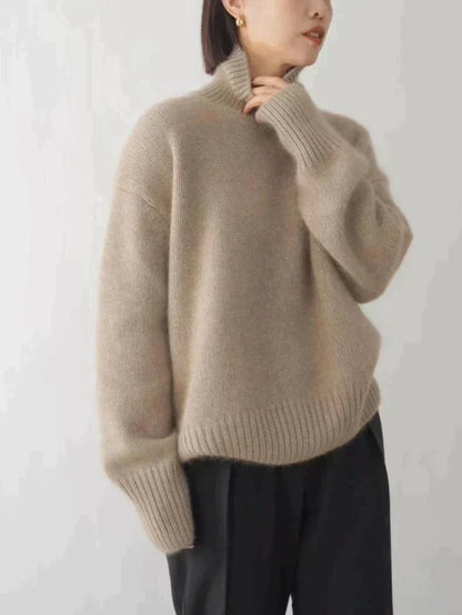 Chic and cozy linen turtleneck sweater for winter