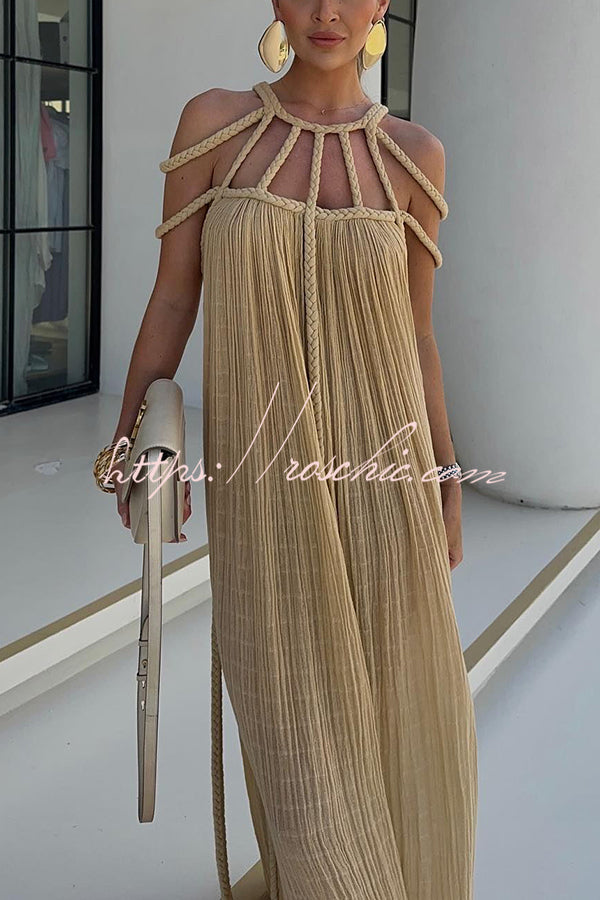 Lina Maxi Dress | Linen Blend, Draped Braids, Ankle-Length 1