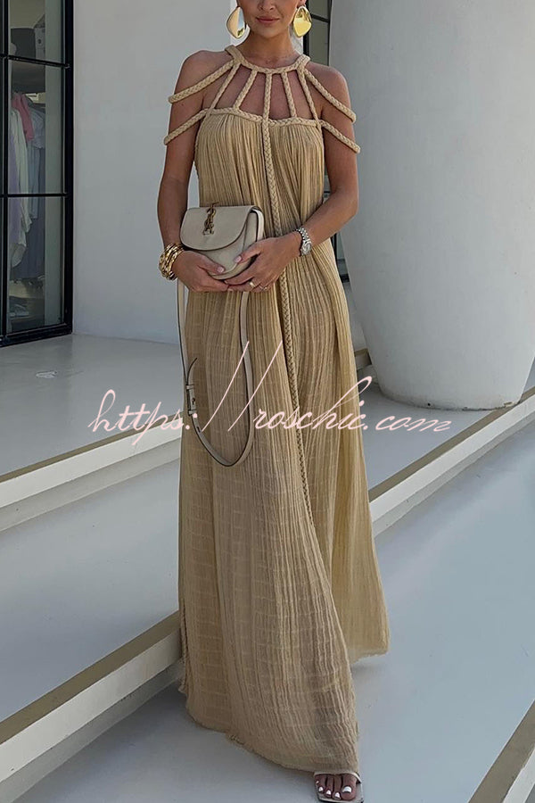 Lina Maxi Dress | Linen Blend, Draped Braids, Ankle-Length 2