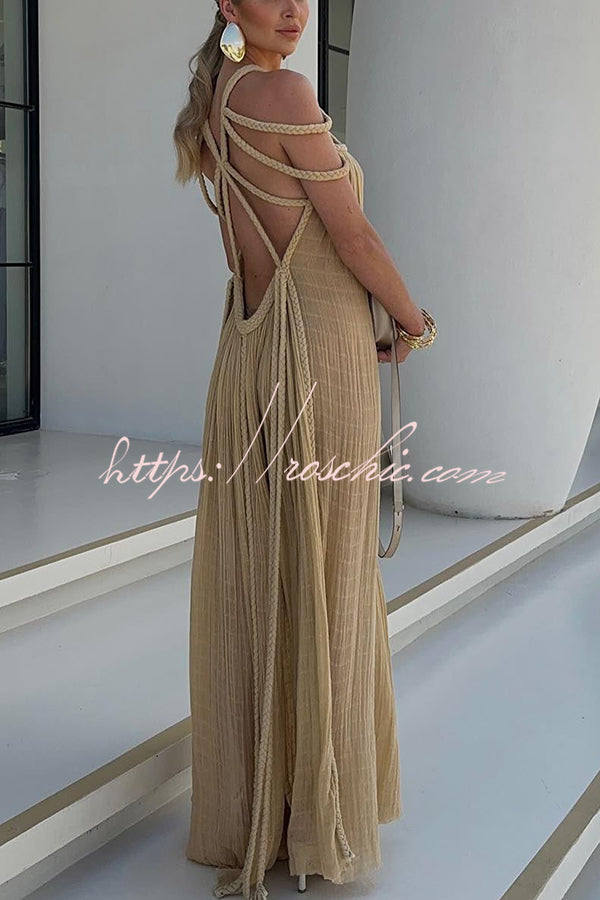 Lina Maxi Dress | Linen Blend, Draped Braids, Ankle-Length 3