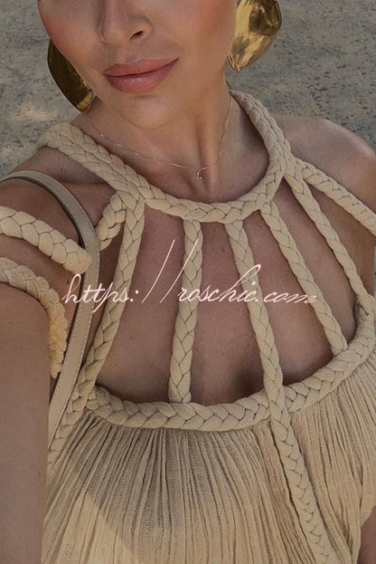Lina Maxi Dress | Linen Blend, Draped Braids, Ankle-Length 5