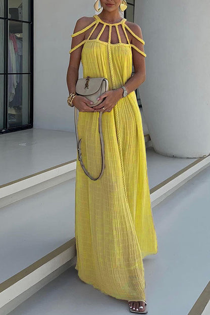 Lina Maxi Dress | Linen Blend, Draped Braids, Ankle-Length 7