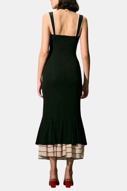Livia – Black Sweetheart-Neck Bodycon Slip Maxi Dress