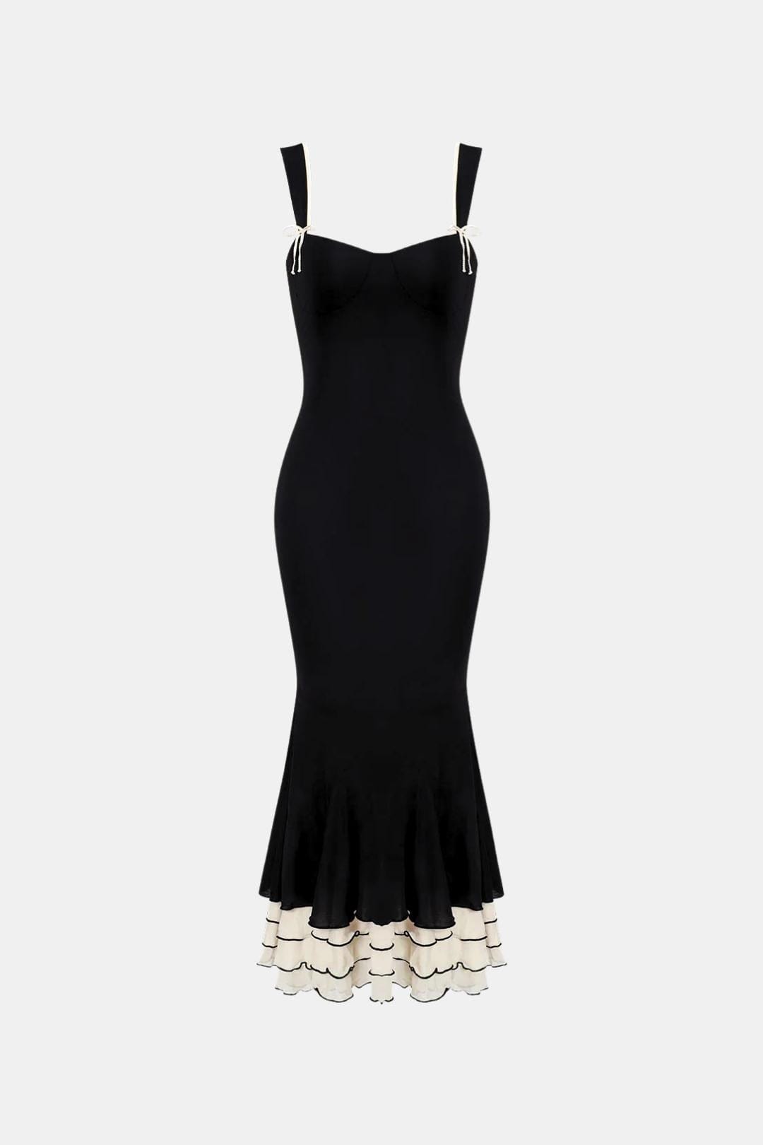 Livia – Black Sweetheart-Neck Bodycon Slip Maxi Dress