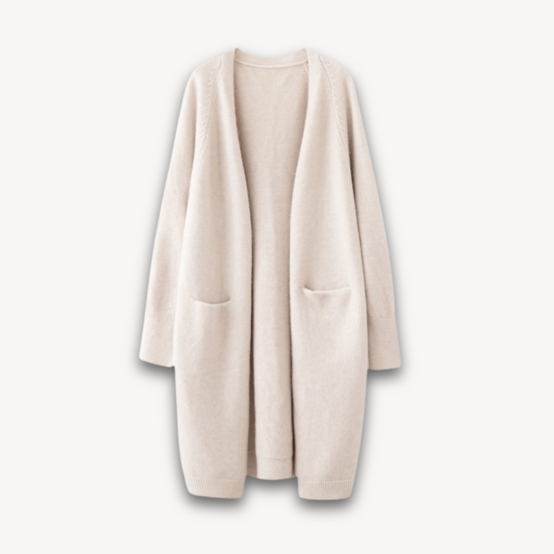 Long Open Front Cardigan | Comfortable Layering Piece-Women's Cardigans-Mykonostore-Beige-S-Mykonostore