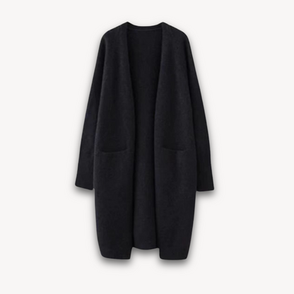 Long Open Front Cardigan | Comfortable Layering Piece-Women's Cardigans-Mykonostore-Black-S-Mykonostore