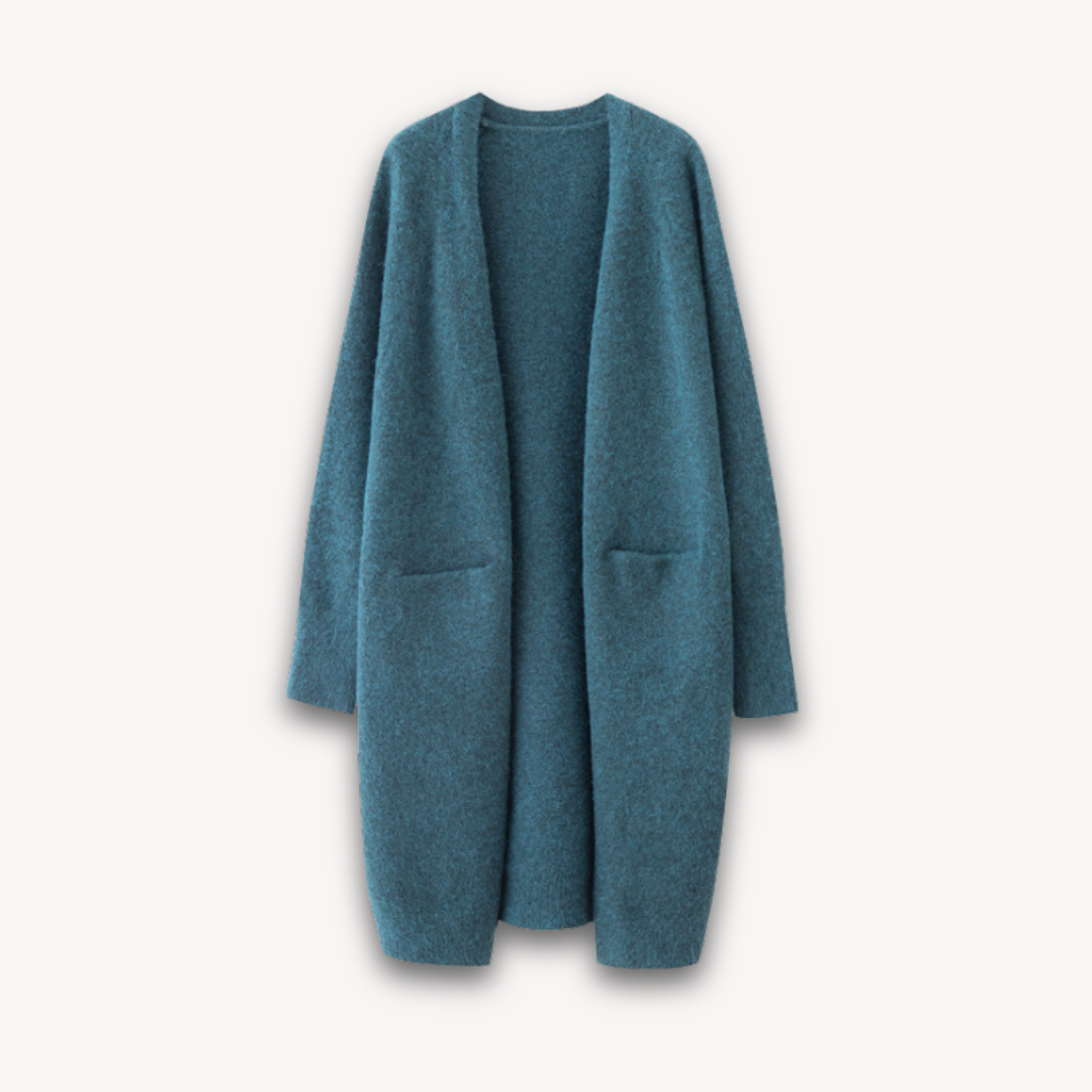 Long Open Front Cardigan | Comfortable Layering Piece-Women's Cardigans-Mykonostore-Blue-S-Mykonostore