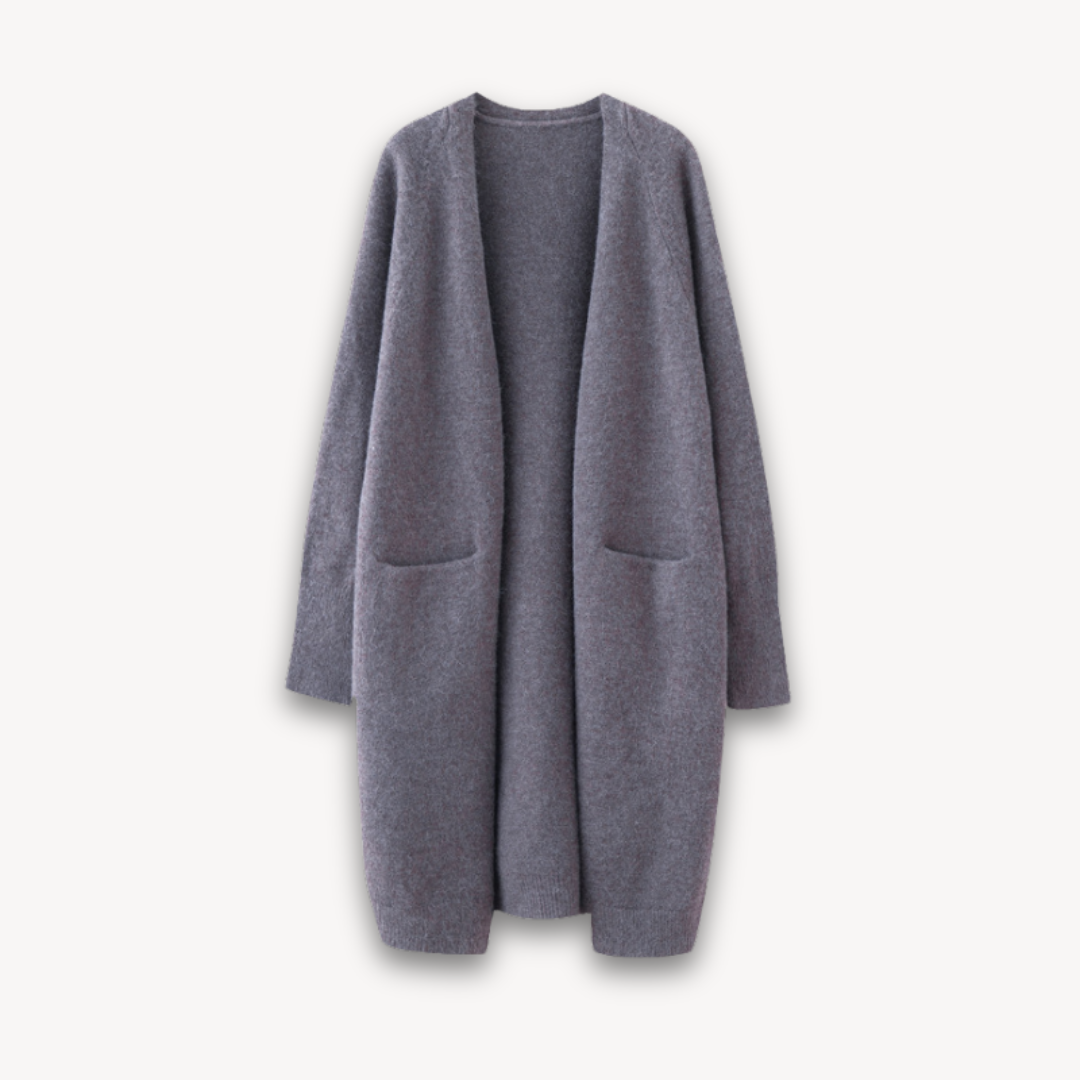 Long Open Front Cardigan | Comfortable Layering Piece-Women's Cardigans-Mykonostore-Gray-S-Mykonostore