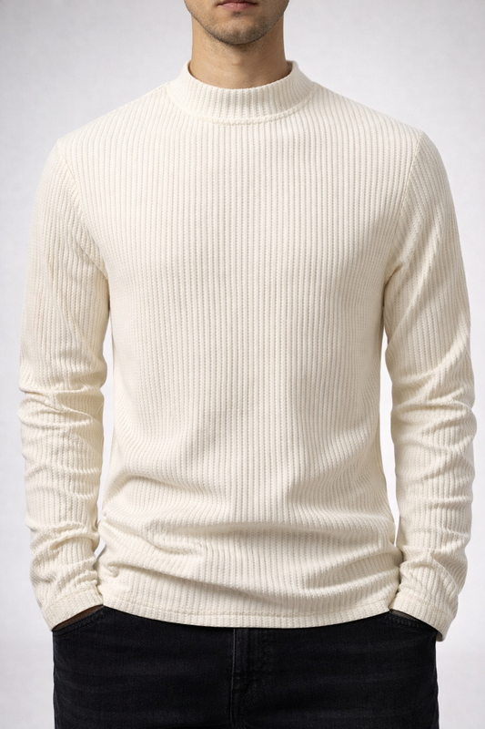 Long Sleeve Waffle Mock Neck T-Shirt