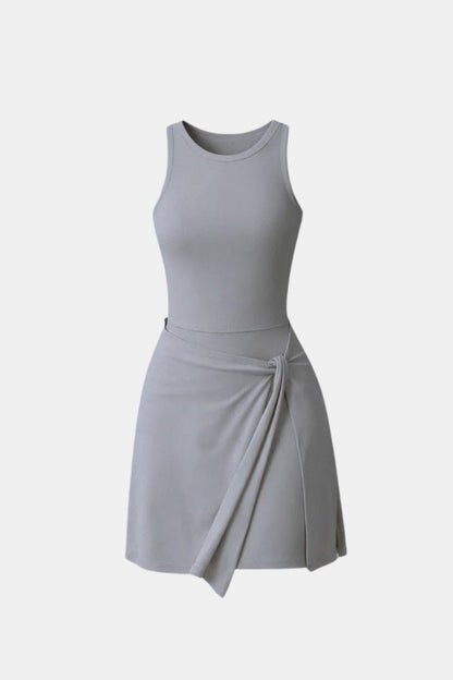 Loredana - High Neck Built-in Shorts Racerback Sporty Mini Dress