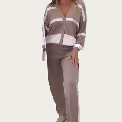 Lounge set dames | Gebreide 2-delige set met vest en broek