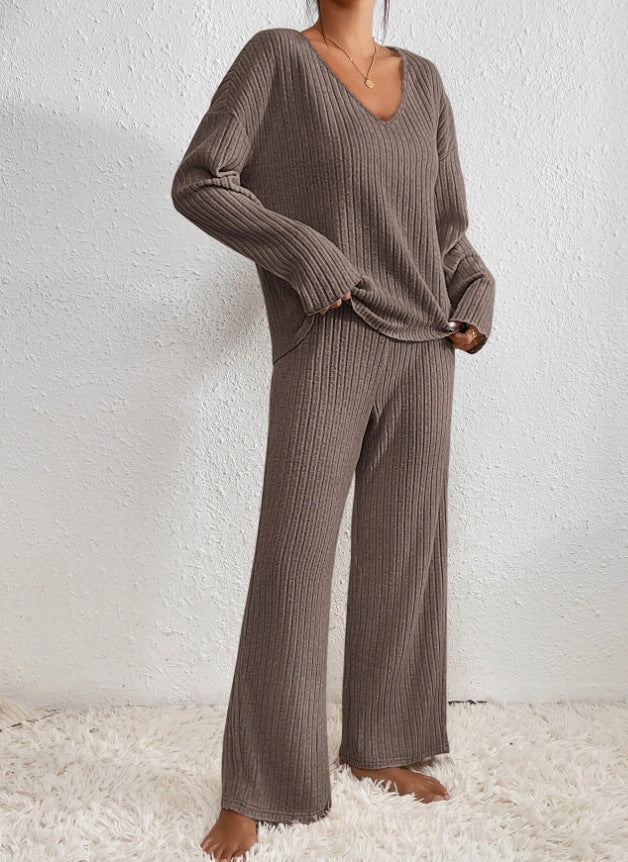 Loungewear sæt dame | Todelt ribstrikket comfy sæt