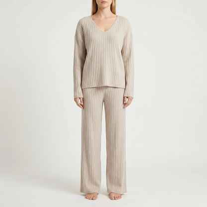 Loungewear sæt dame | Todelt ribstrikket comfy sæt