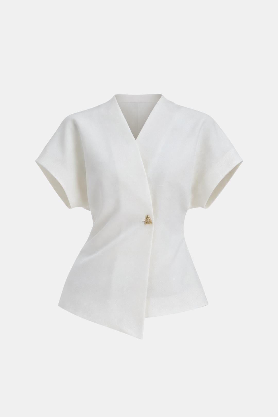 Lucena – Structured V-Neck Button Blouse