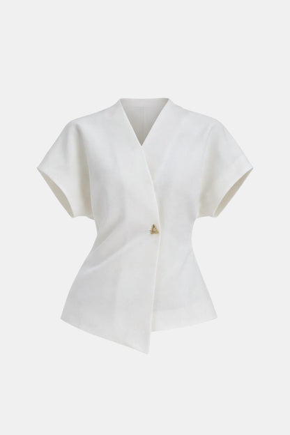 Lucena – Structured V-Neck Button Blouse