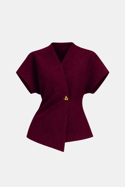 Lucena – Structured V-Neck Button Blouse