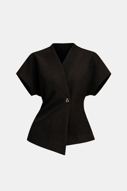 Lucena – Structured V-Neck Button Blouse