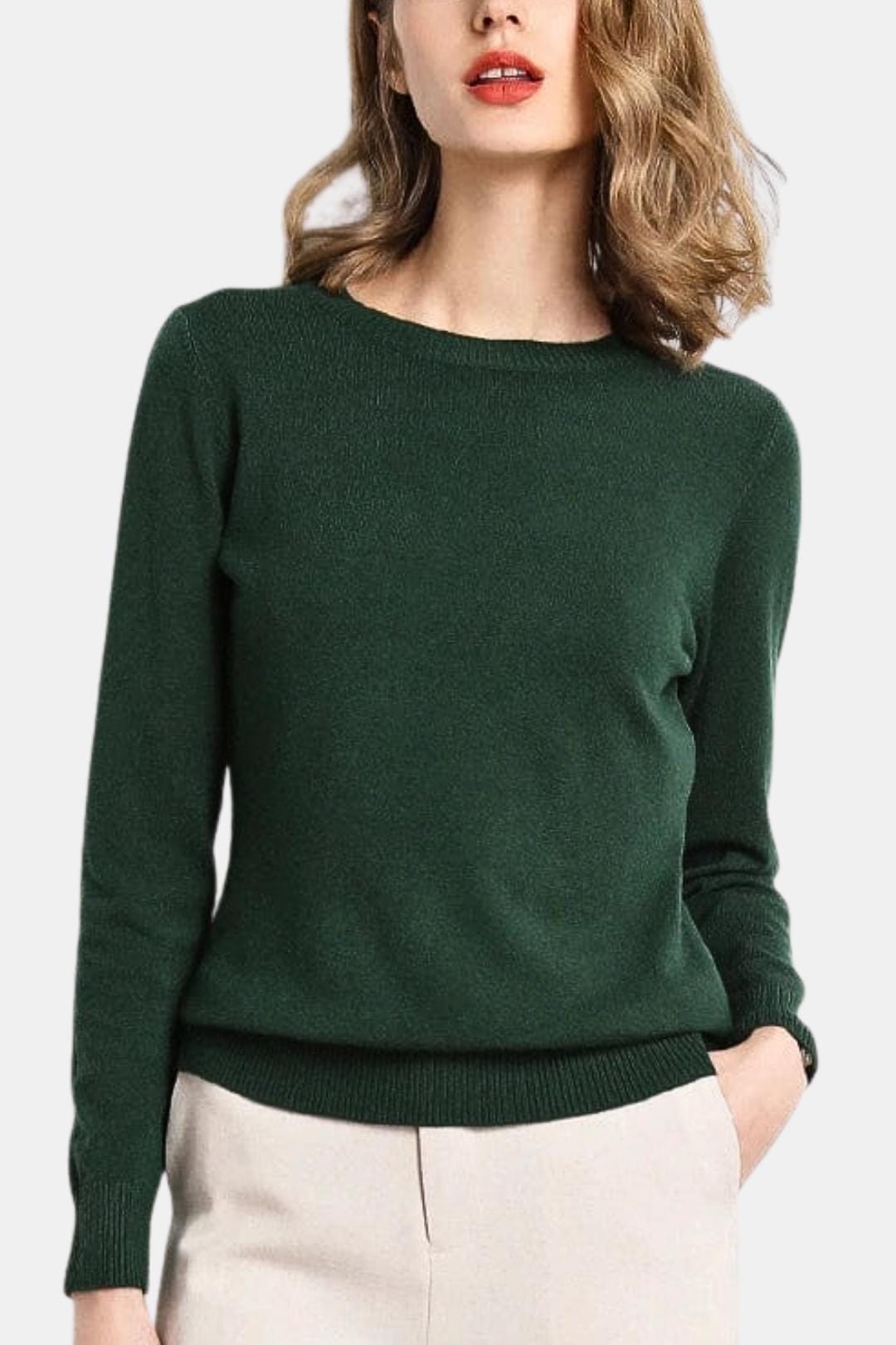 Luciana – Slim O-Neck Knit Cashmere Sweater