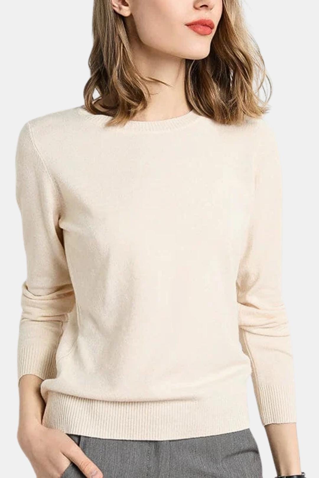 Luciana – Slim O-Neck Knit Cashmere Sweater