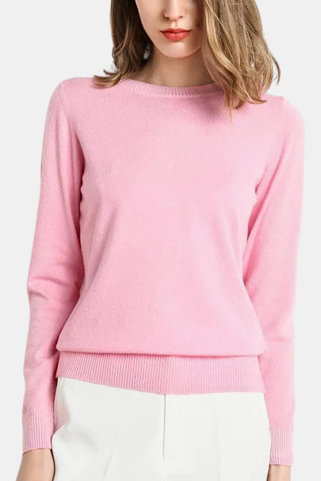 Luciana – Slim O-Neck Knit Cashmere Sweater