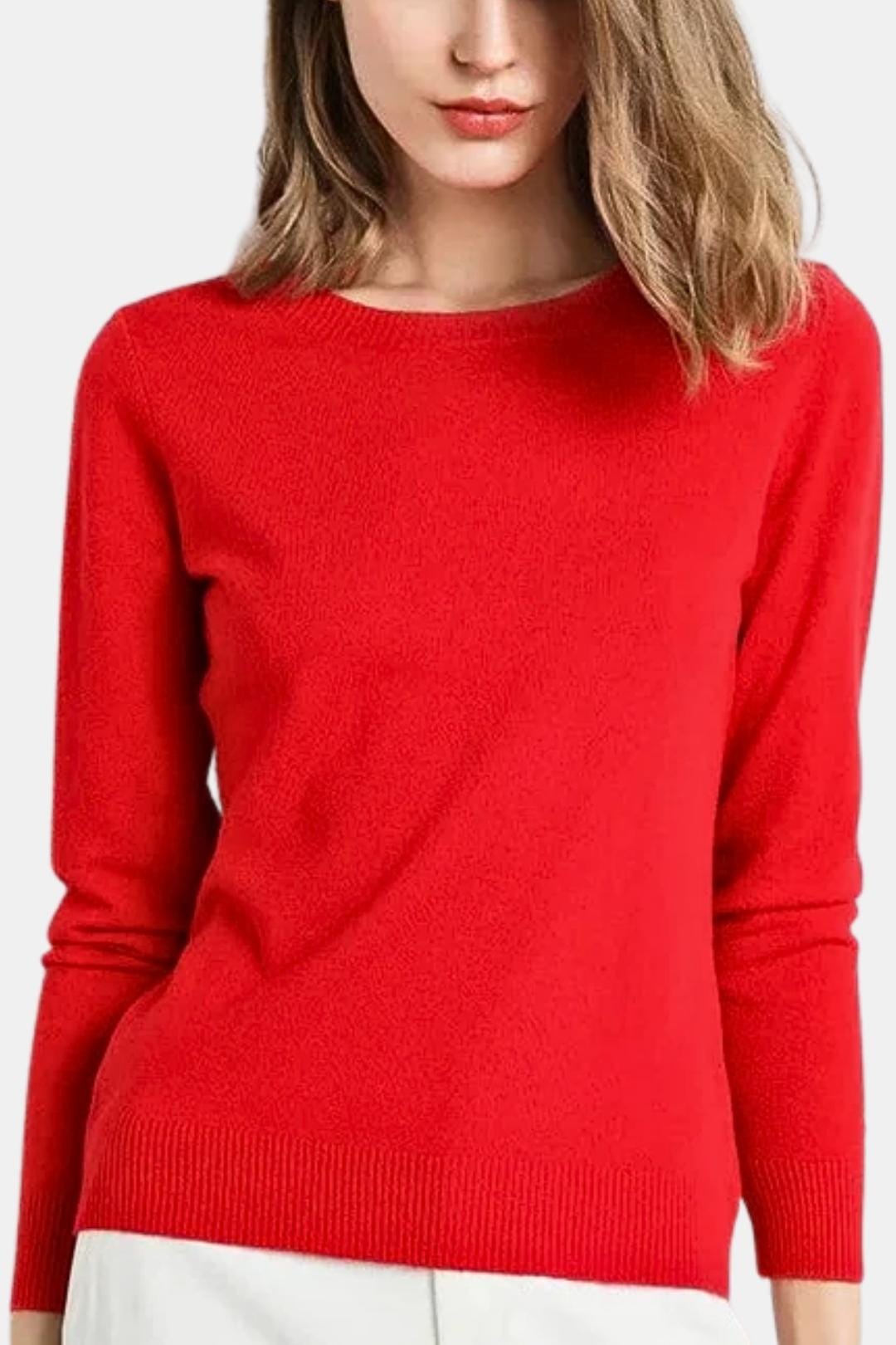 Luciana – Slim O-Neck Knit Cashmere Sweater