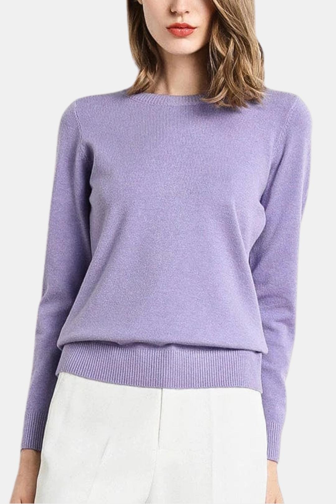 Luciana – Slim O-Neck Knit Cashmere Sweater