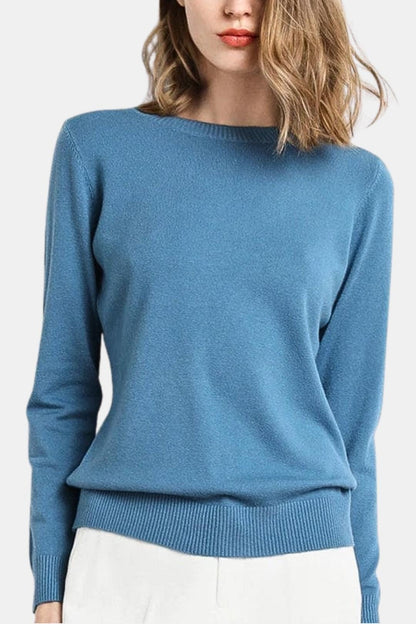 Luciana – Slim O-Neck Knit Cashmere Sweater
