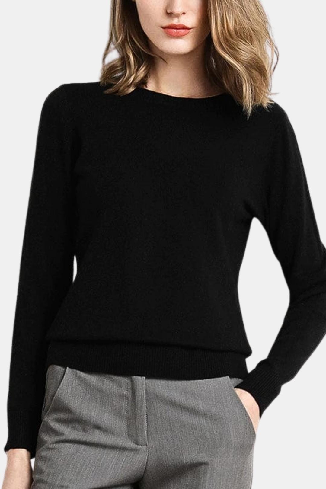 Luciana – Slim O-Neck Knit Cashmere Sweater