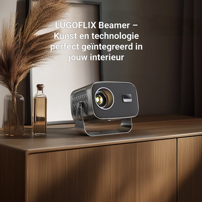 LUGOFLIX A12 Mini Smart Beamer – Draadloze Android Projector met WiFi & Autofocus | Compact voor Thuis, Kantoor & Onderwijs