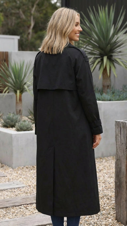 Women’s Double-Breasted Long Trench Coat