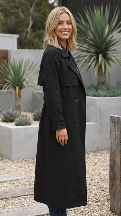 Women’s Double-Breasted Long Trench Coat