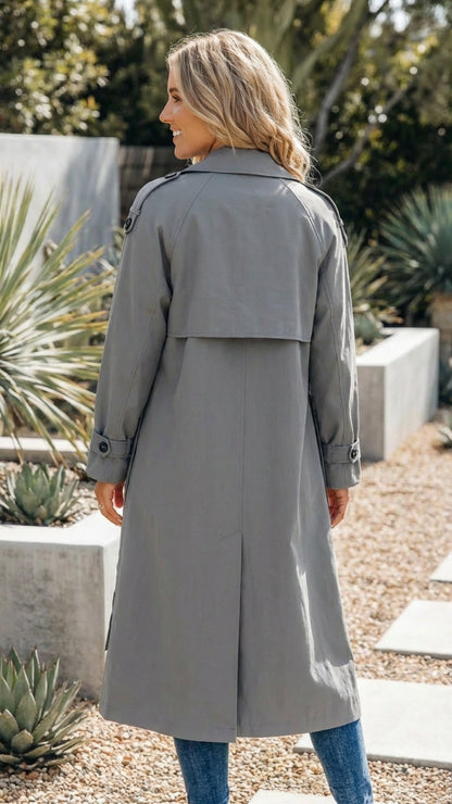 Women’s Double-Breasted Long Trench Coat