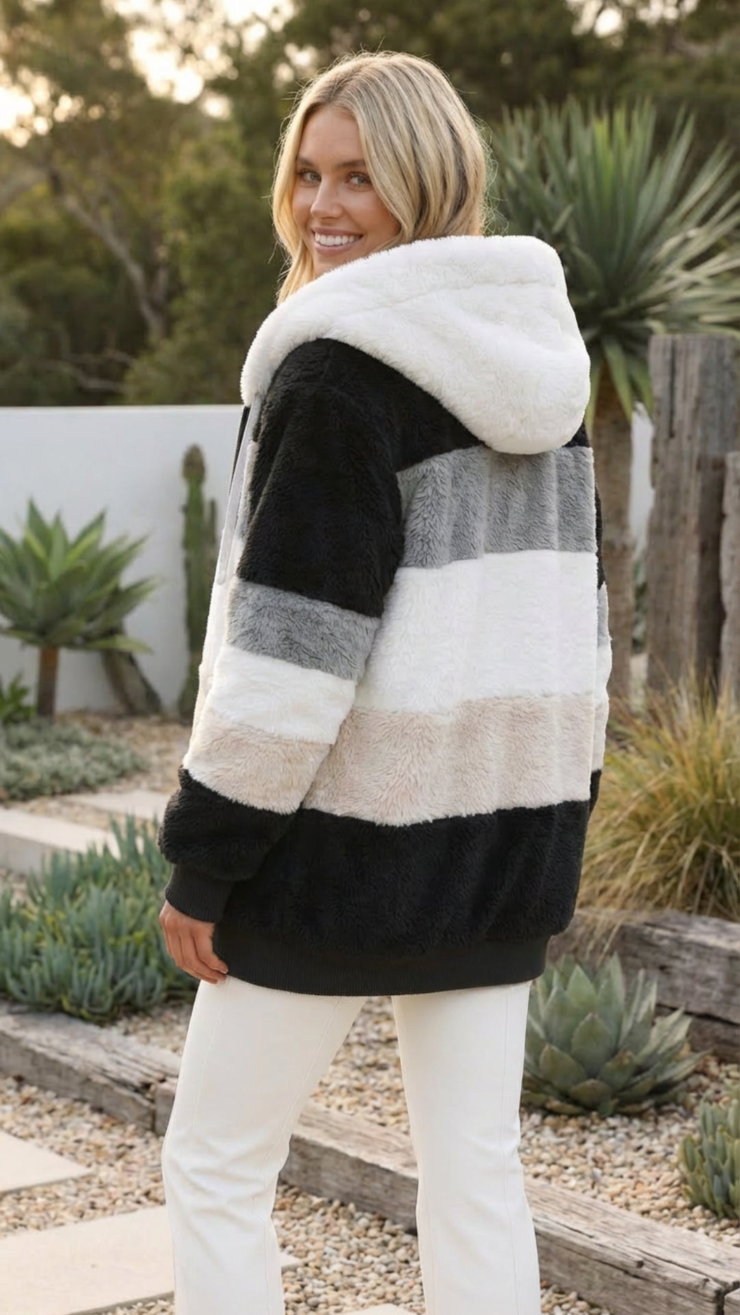 Women’s Oversized Hooded Colour Block Jacket