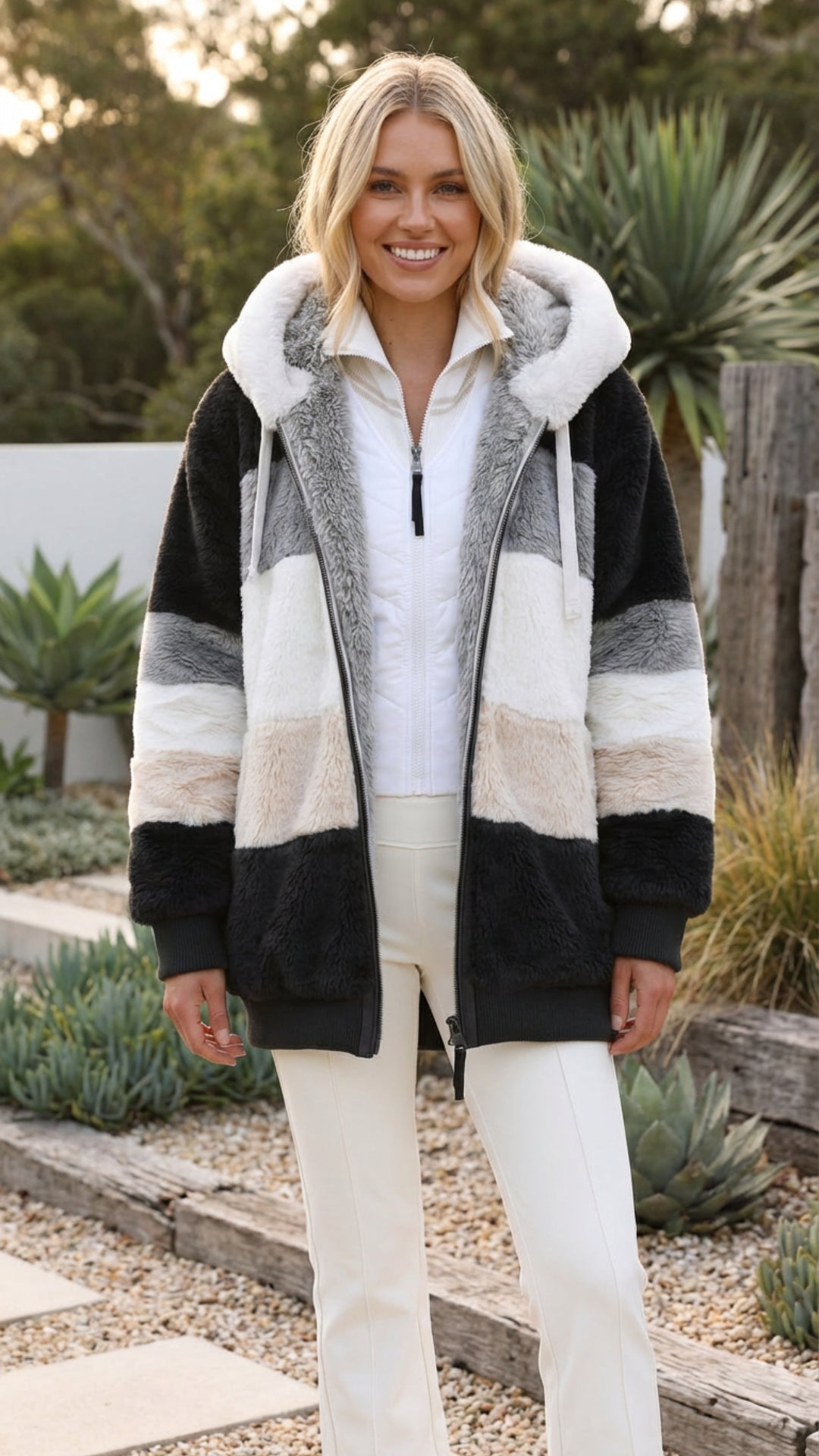 Women’s Oversized Hooded Colour Block Jacket